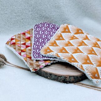 Lingettes lavables et réutilisables colorées